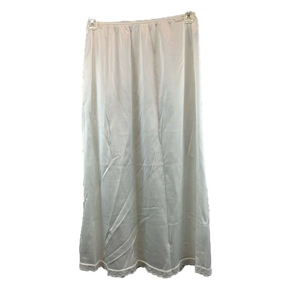 Vintage Warners Women's Ivory Silky Slip Skirt Silky Nylon Lace Trim Size Small - Picture 1 of 7